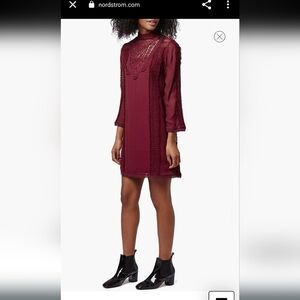 Topshop 'Victoriana' Lace Shift Dress, Alternate, BURGUNDY sz 8